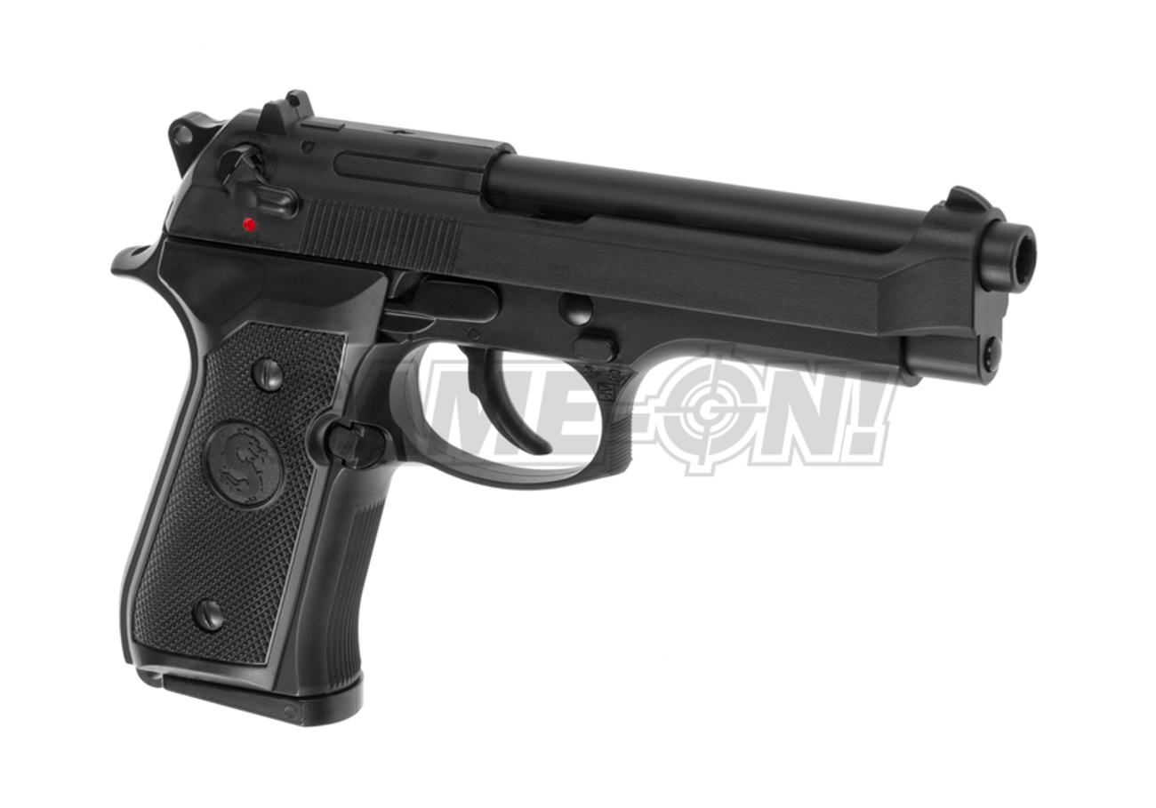 Softgun LS - M9 Classic Gass Softgun med Blowback - Svart - Game-On.no